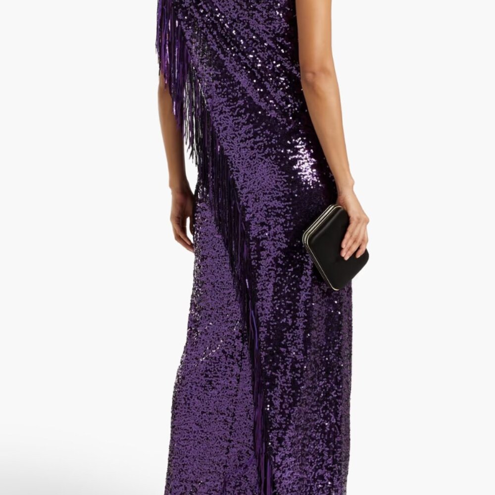 Badgley Mischka One-Shoulder Purple Sequin Gown - Picture 3 of 5
